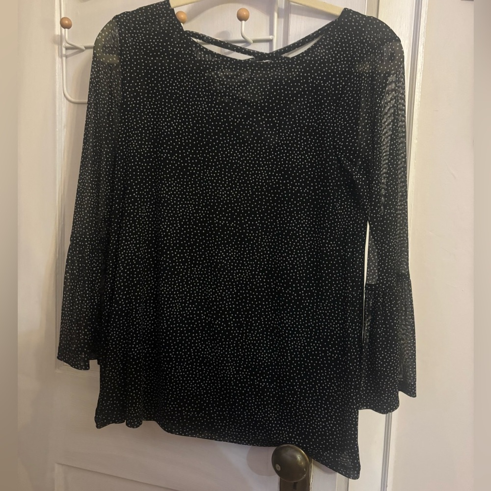 Black Polka Dot Long Sleeve Blouse